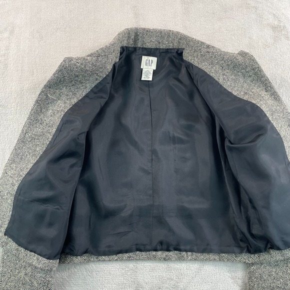 Vintage GAP Skirt & Jacket 2 Piece Set Women 4 Grey Wool Blend Pleated Tweed - Picture 3 of 16